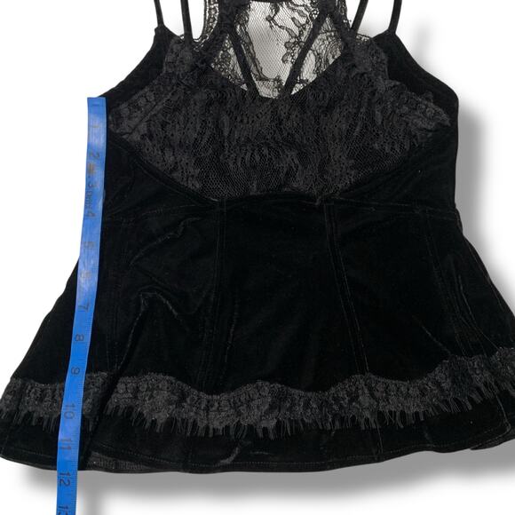 Free People Velvet Lace Tank Top Black Peplum Size Small - Picture 8 of 10